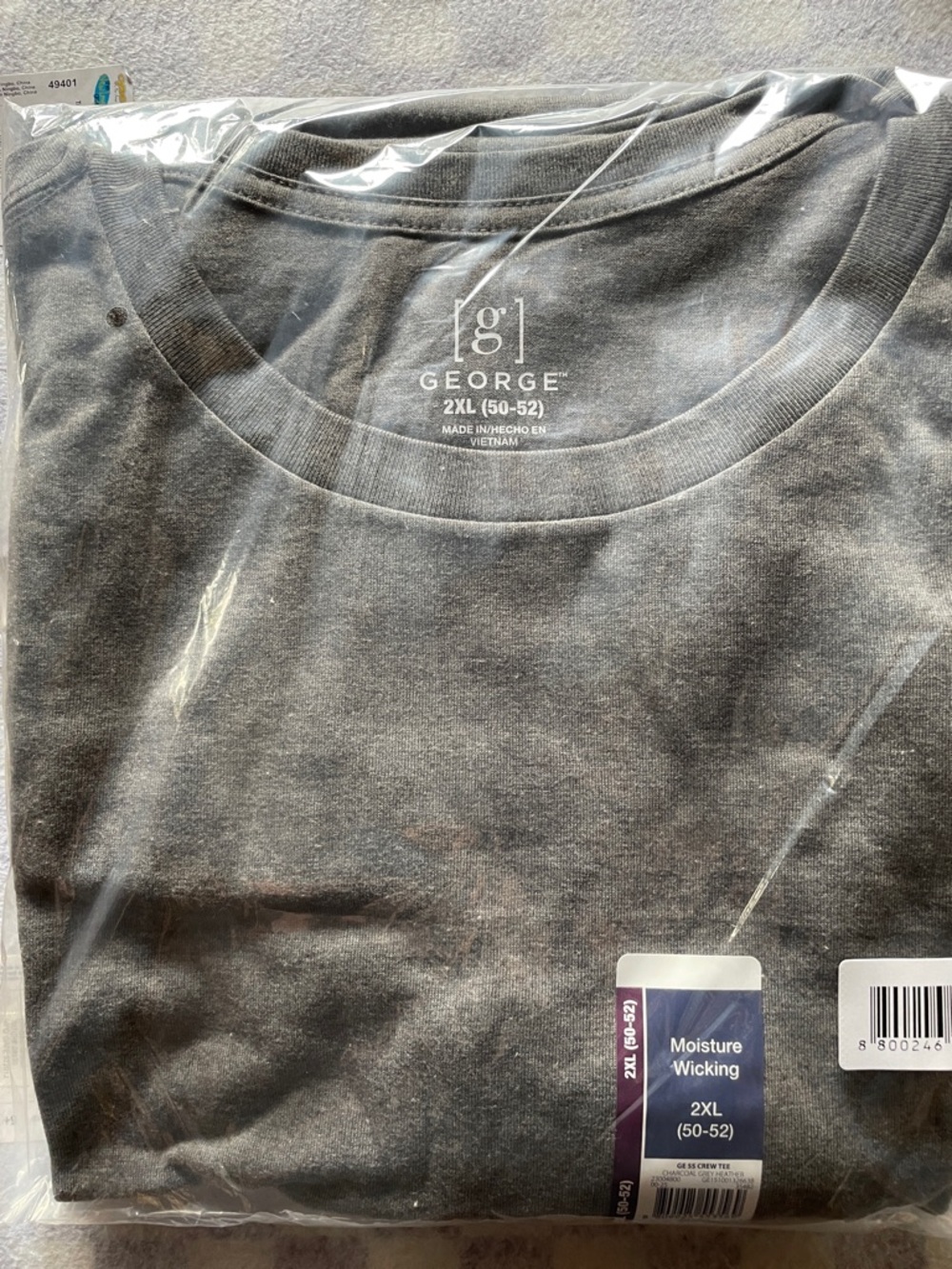 2 Pack. George Men's Moisture-Wicking 2XL T-Shirts Gray